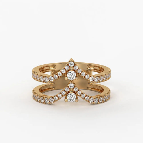Chevron Pavé Stackable Ladies Ring