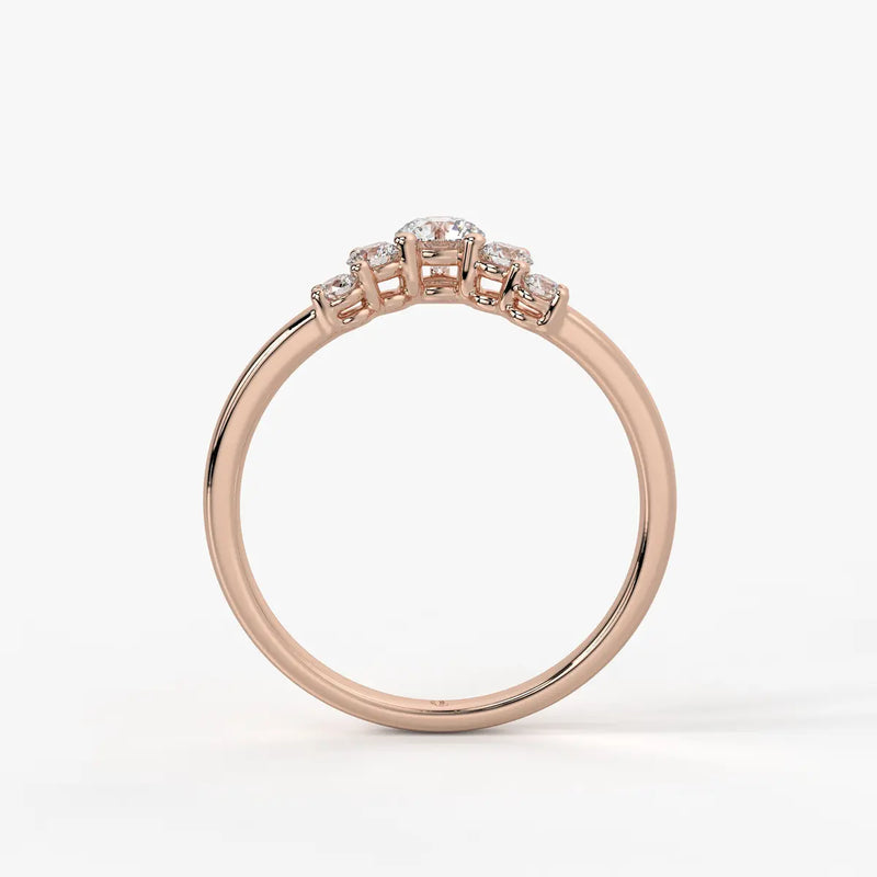 Crown Cluster Solitaire Ladies Ring