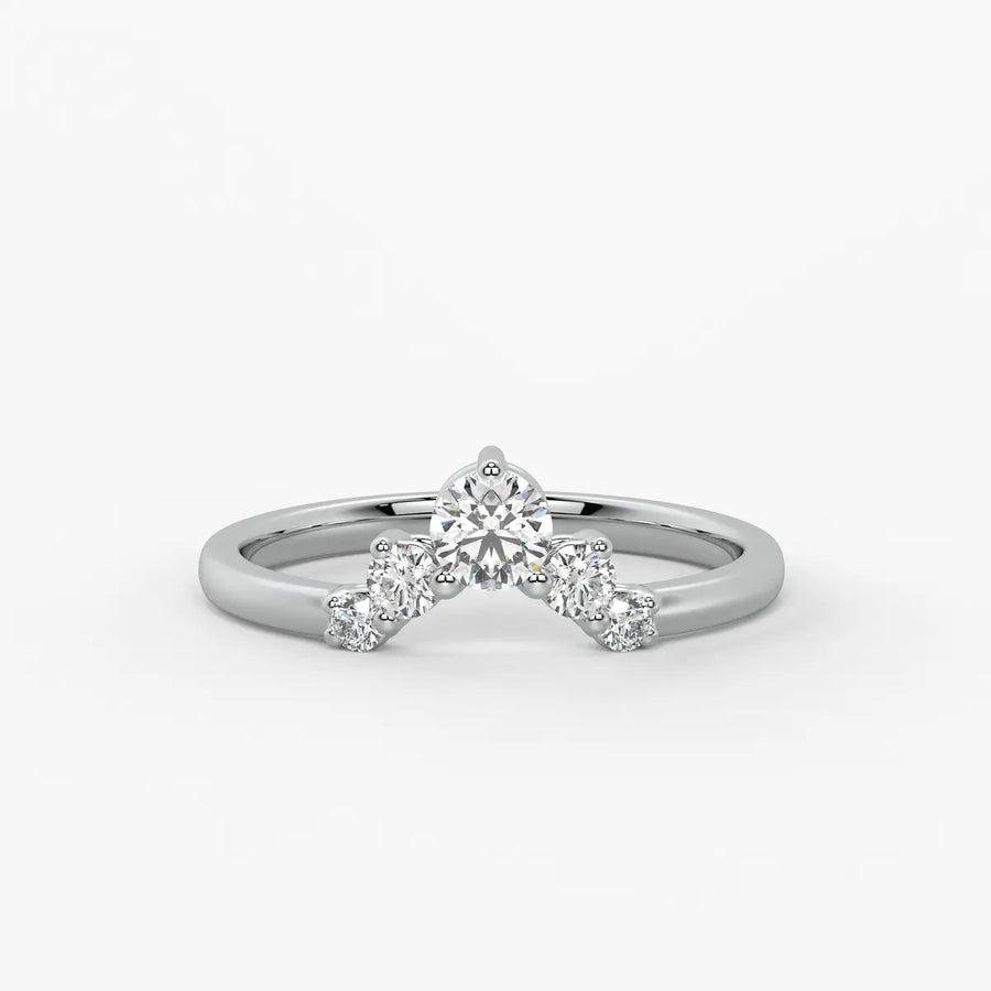 Crown Cluster Solitaire Ladies Ring