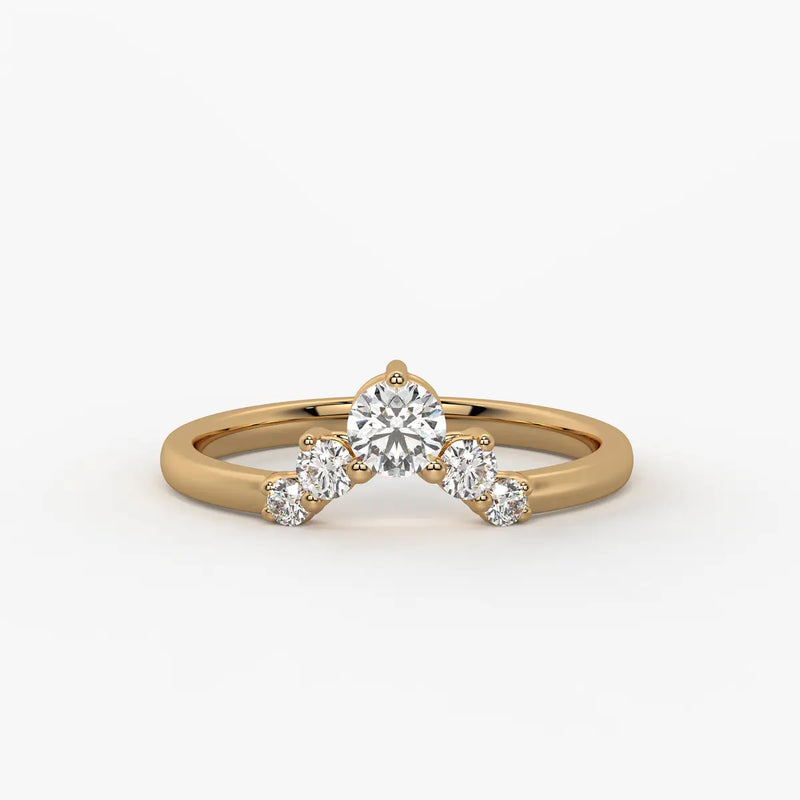 Crown Cluster Solitaire Ladies Ring