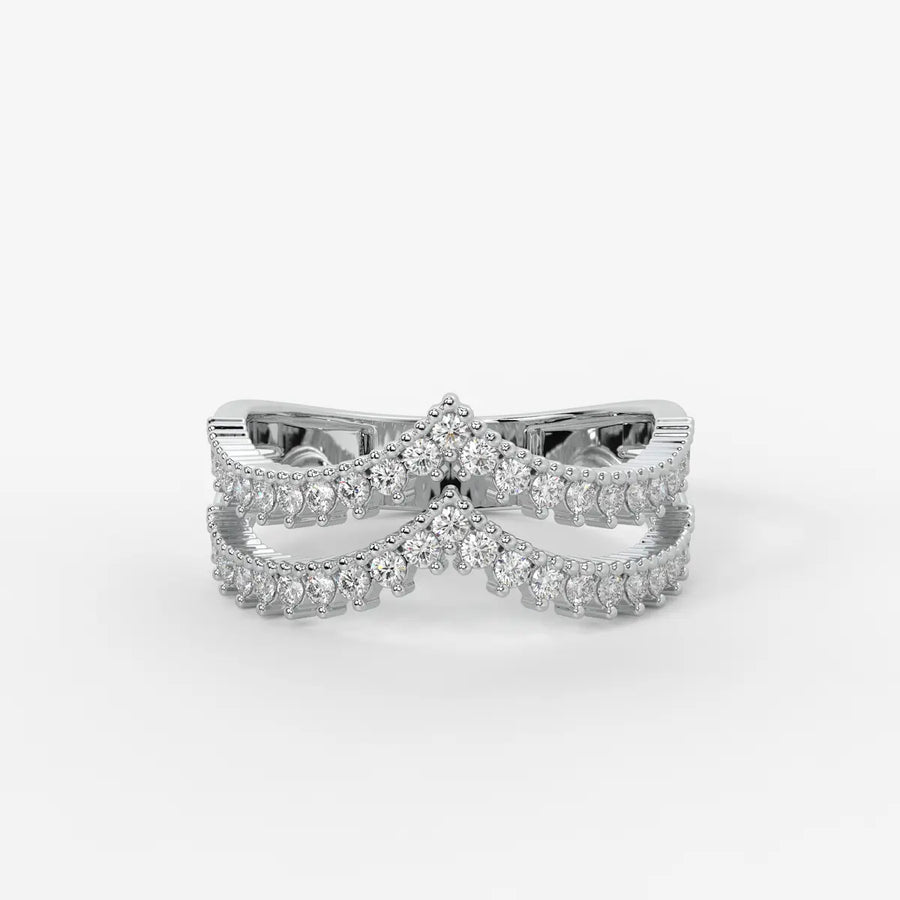 Avenza Double Row Diamond Crossover Ring