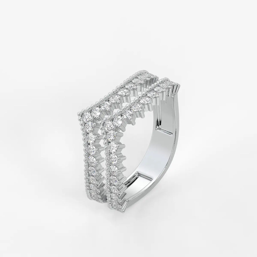 Avenza Double Row Diamond Crossover Ring