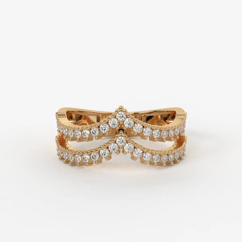 Avenza Double Row Diamond Crossover Ring