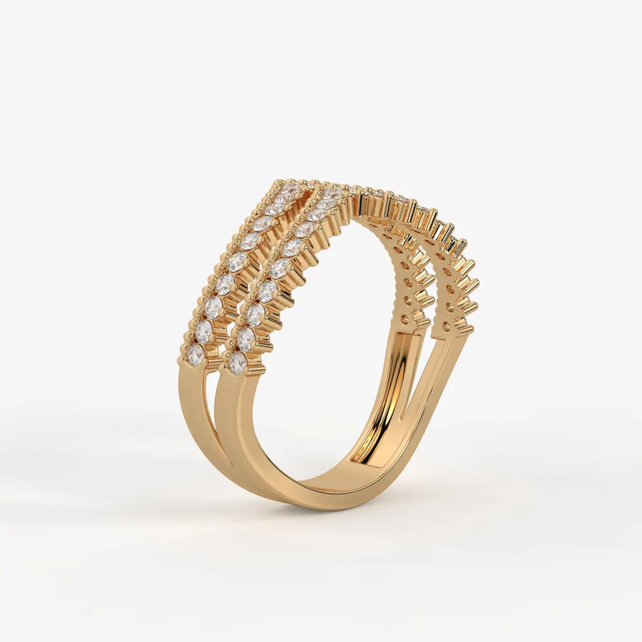 Avenza Double Row Diamond Crossover Ring