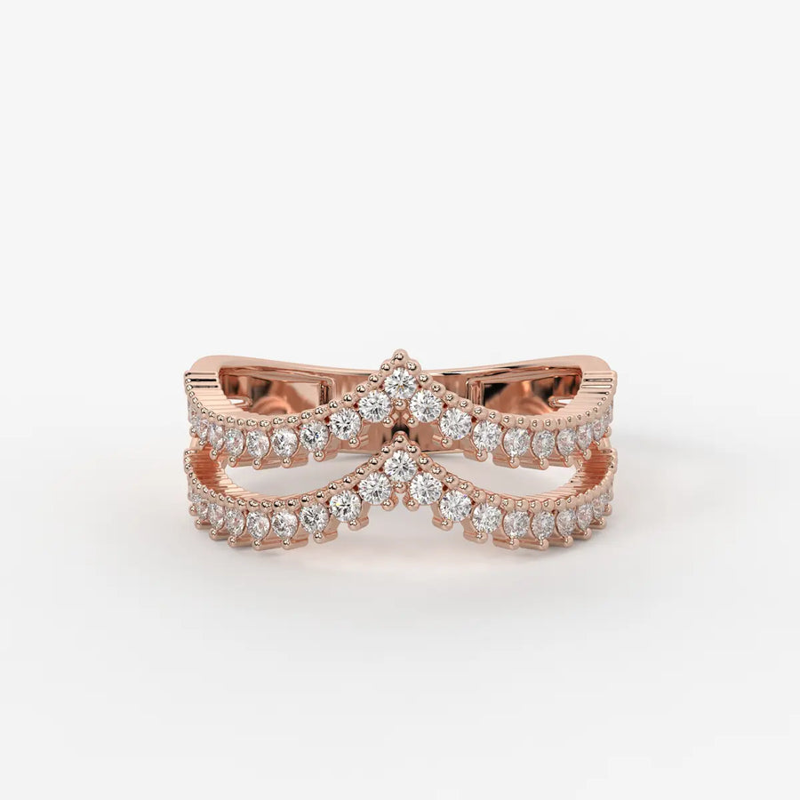 Avenza Double Row Diamond Crossover Ring