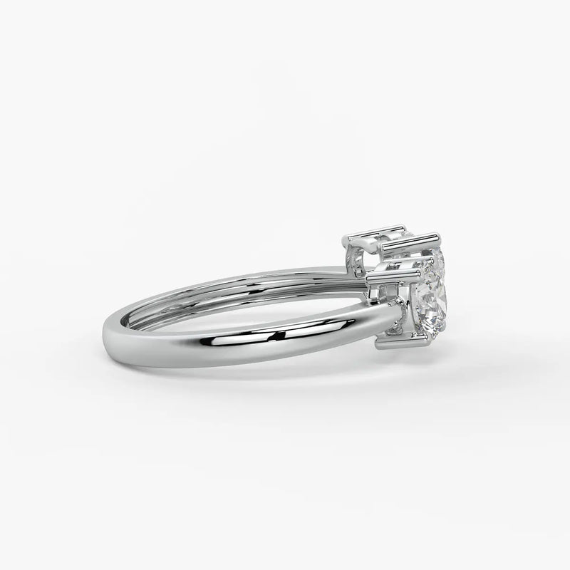 Amora Twin Glow Heart & Round Diamond Open Ring