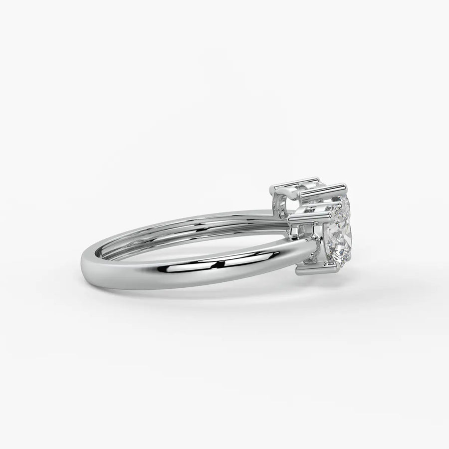 Amora Twin Glow Heart & Round Diamond Open Ring
