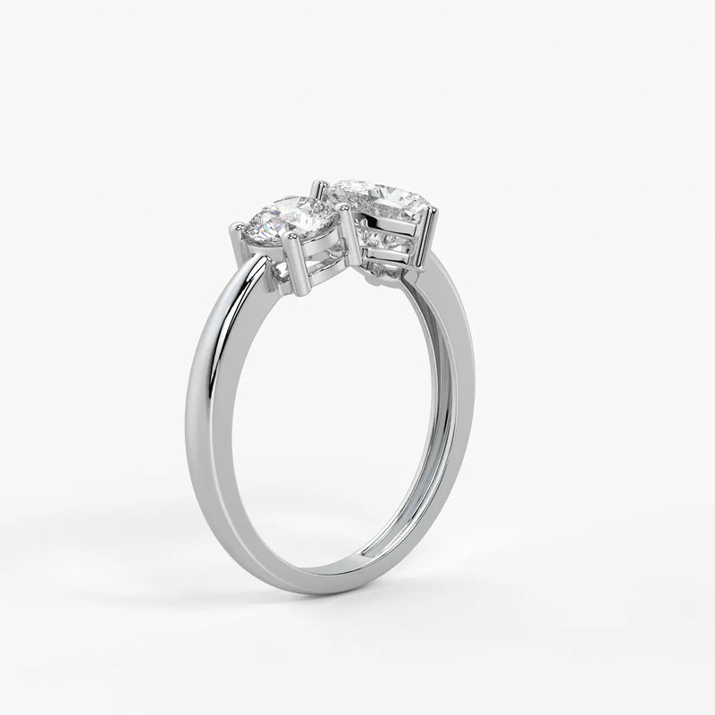 Amora Twin Glow Heart & Round Diamond Open Ring
