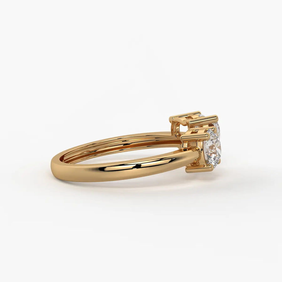 Amora Twin Glow Heart & Round Diamond Open Ring