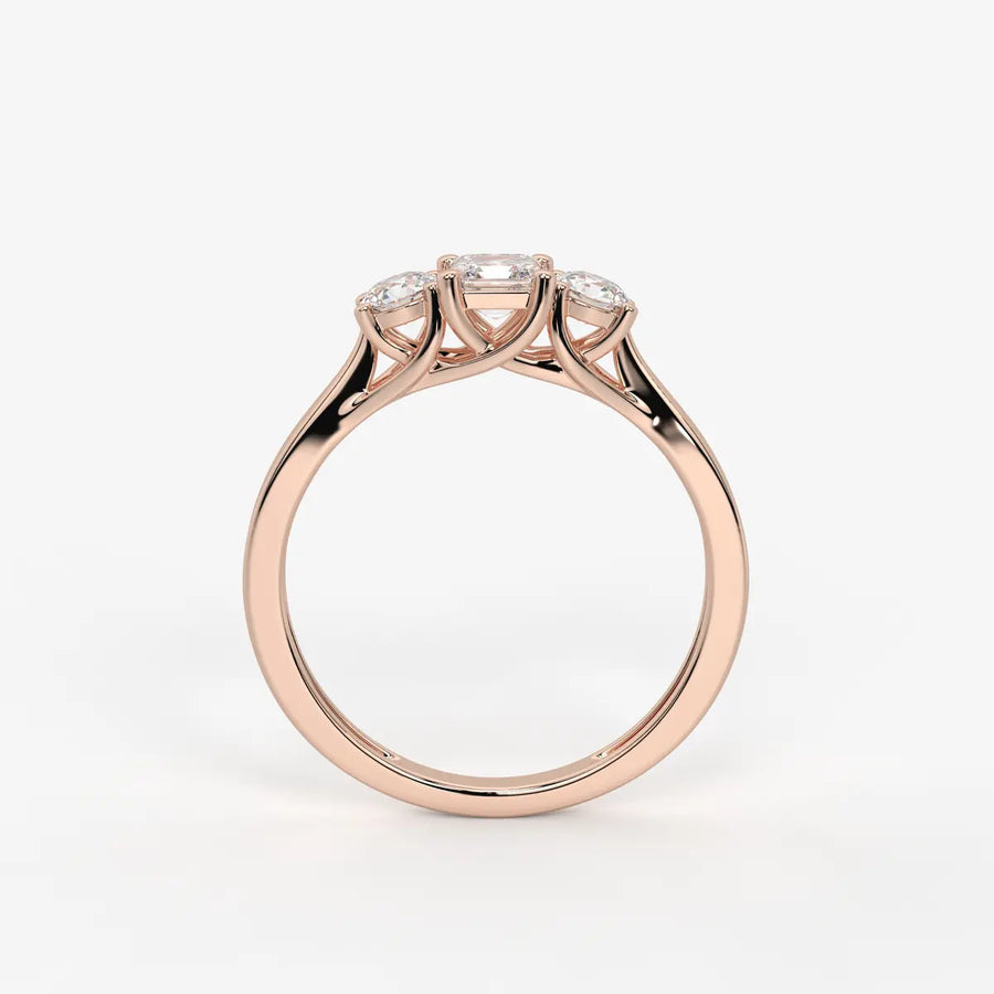 Aurevian Asscher Accent Diamond Ring
