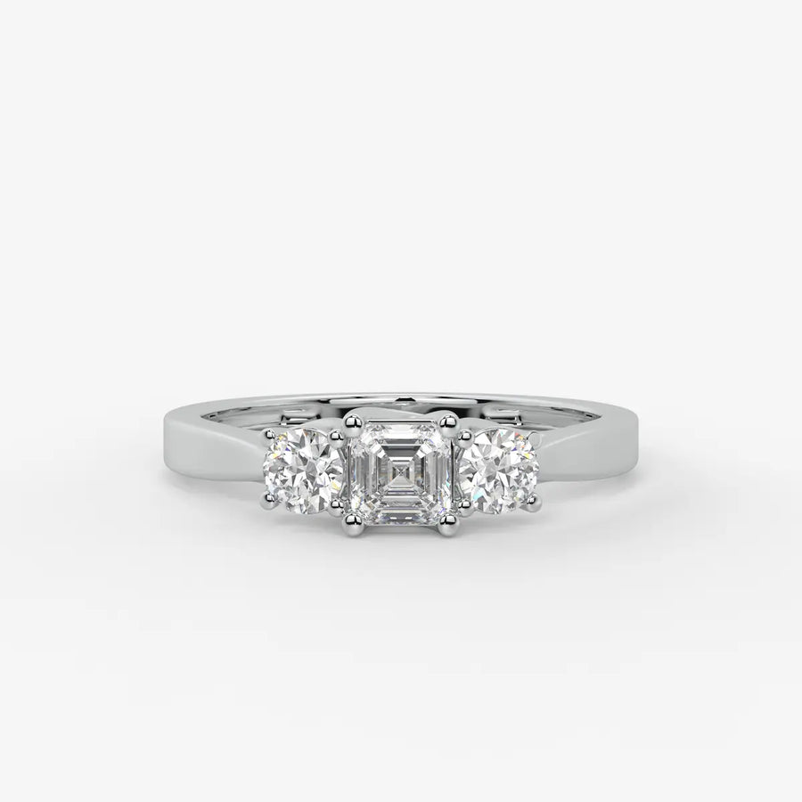 Aurevian Asscher Accent Diamond Ring