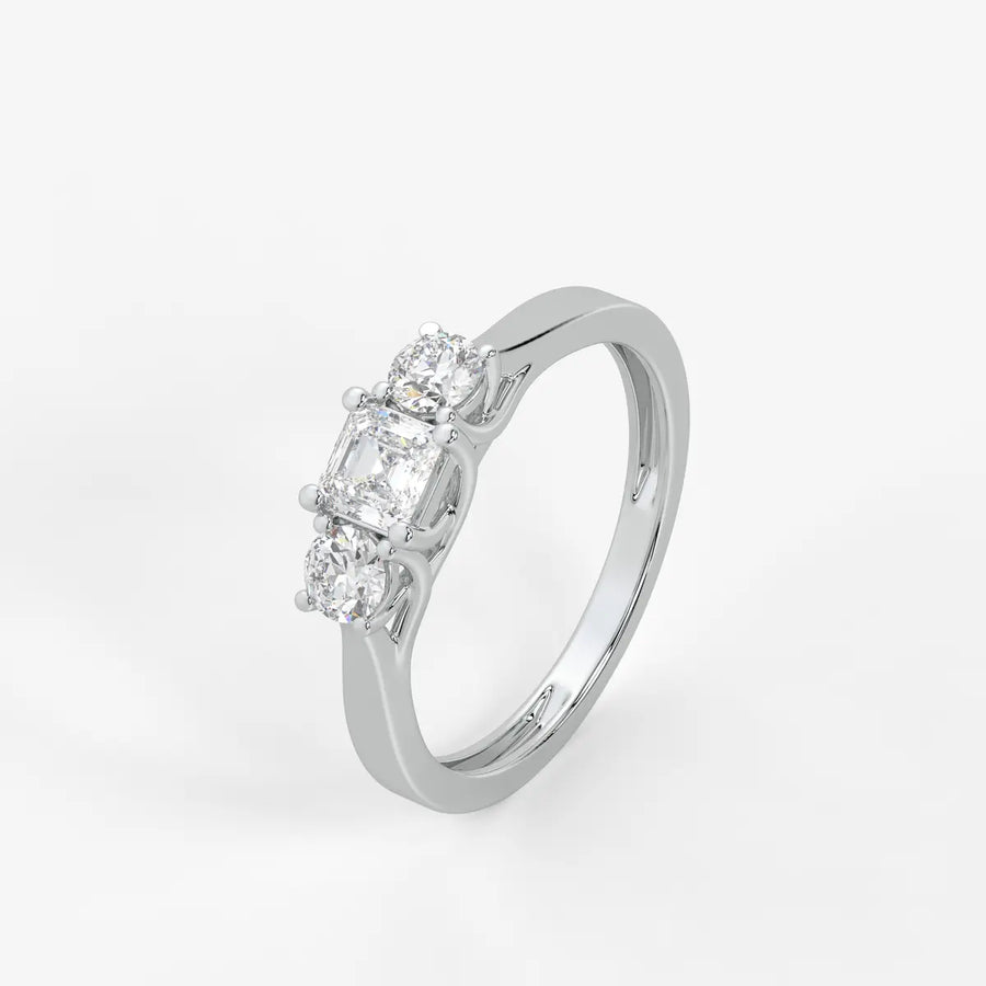 Aurevian Asscher Accent Diamond Ring