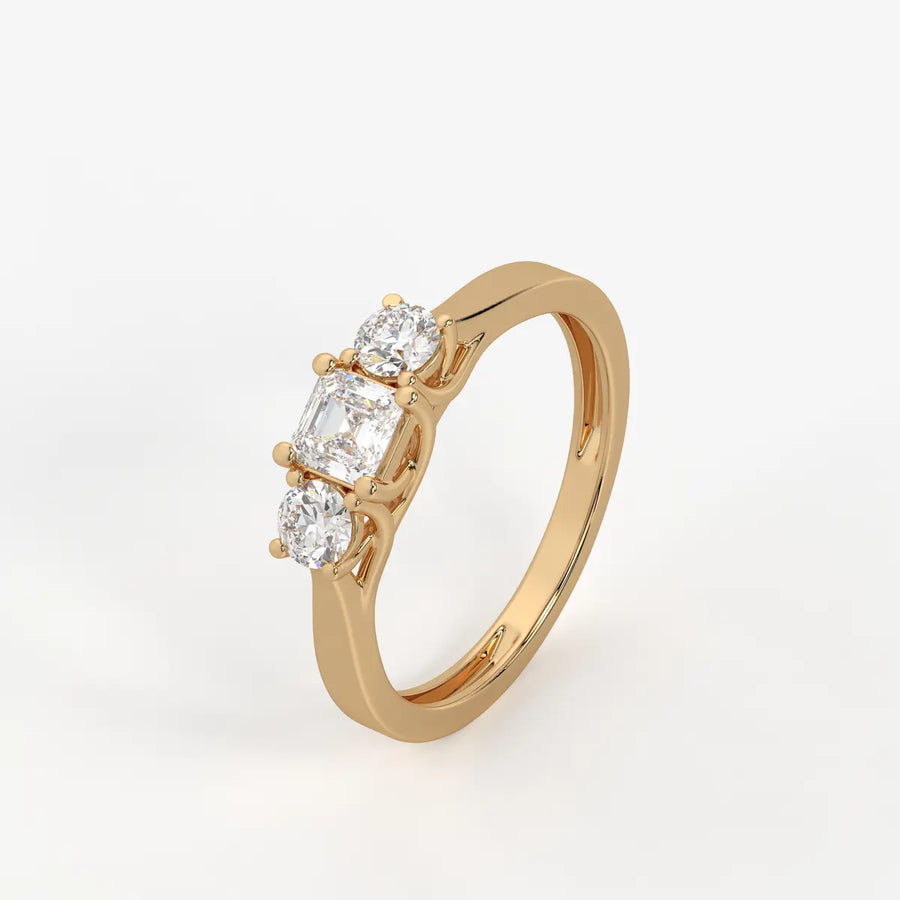Aurevian Asscher Accent Diamond Ring