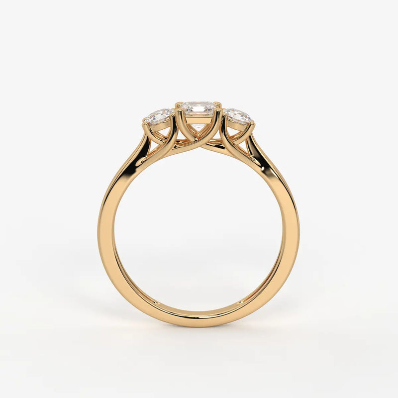 Aurevian Asscher Accent Diamond Ring