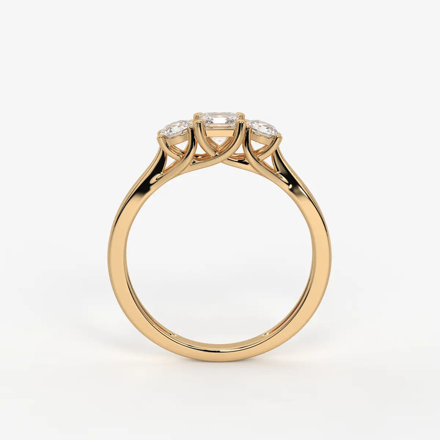 Aurevian Asscher Accent Diamond Ring