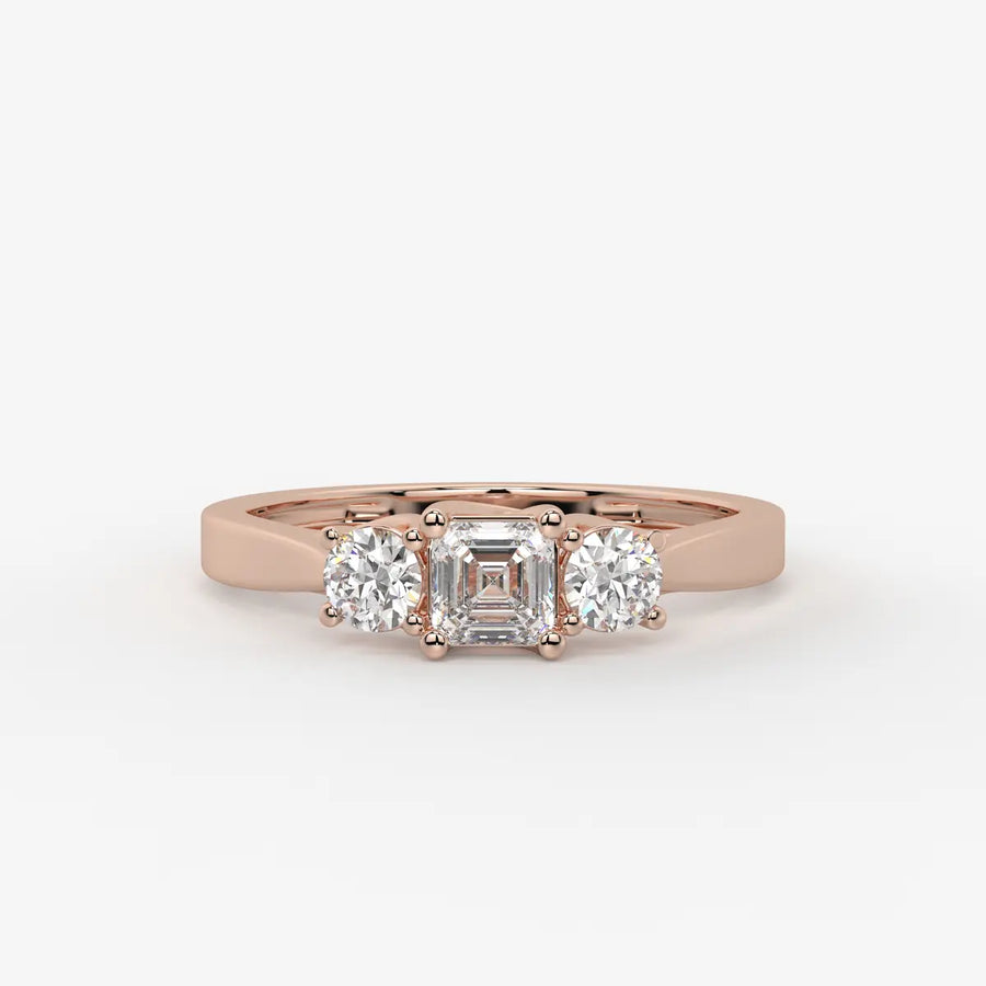 Aurevian Asscher Accent Diamond Ring