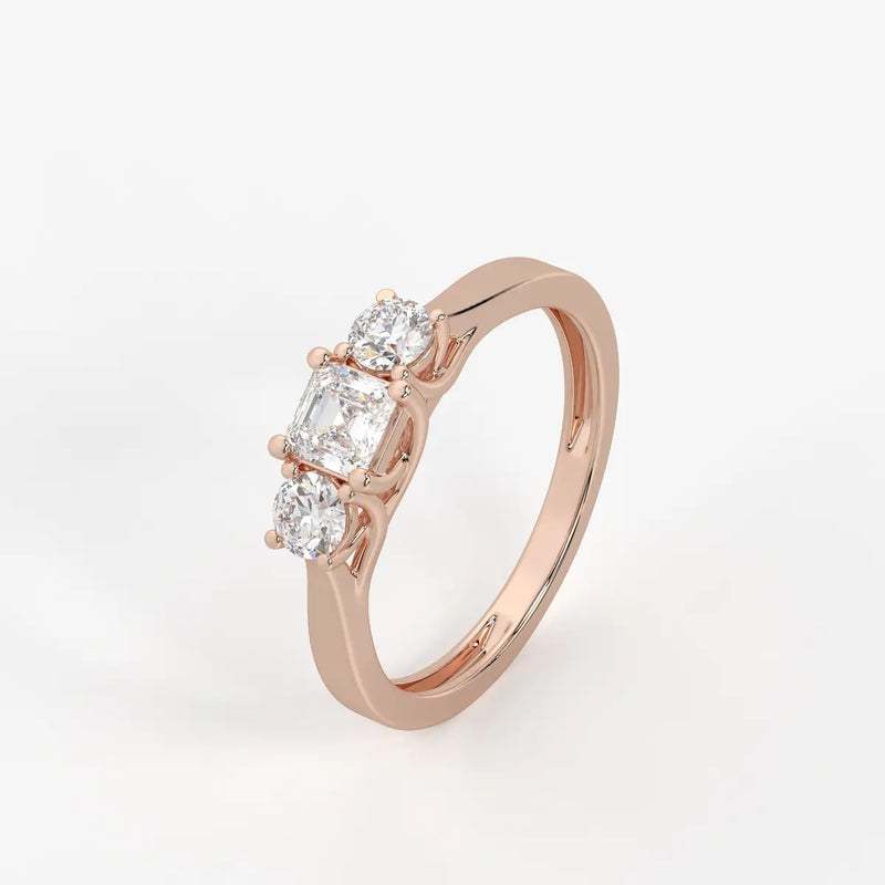 Aurevian Asscher Accent Diamond Ring