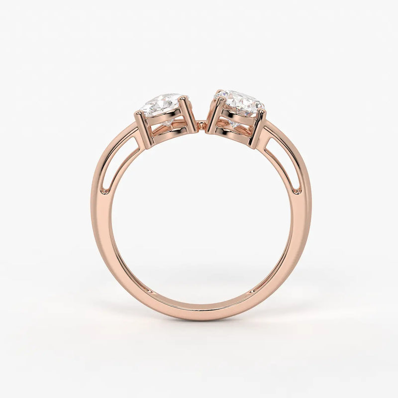 Evara Duo Sparkle Pear & Oval Diamond Open Ring