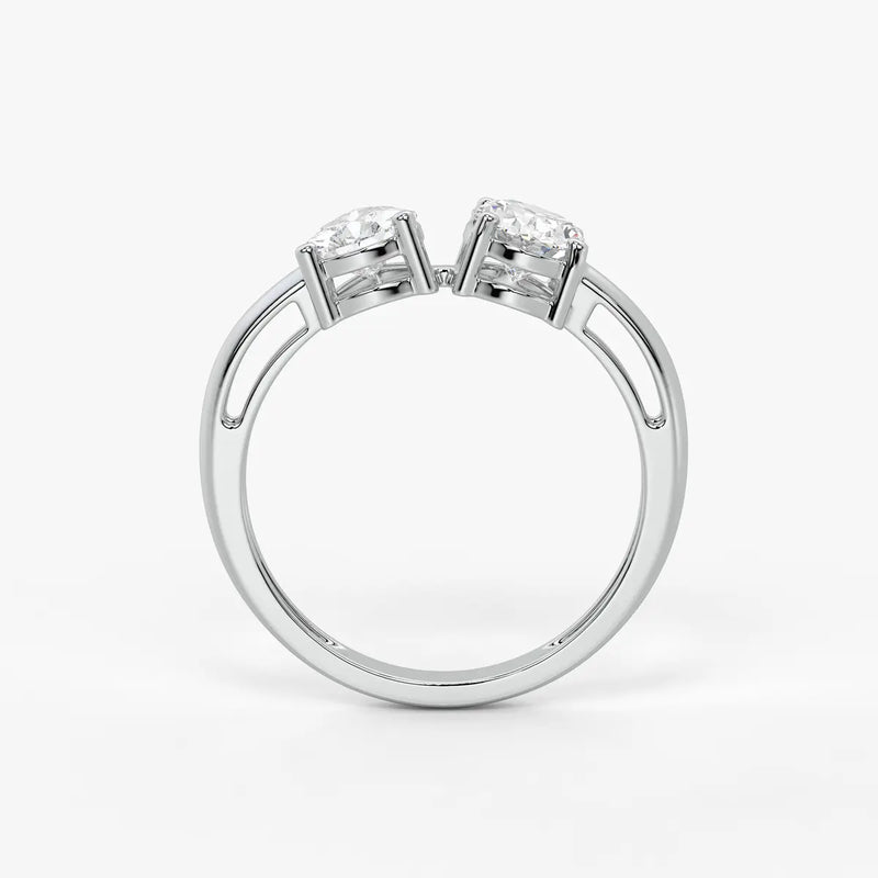 Evara Duo Sparkle Pear & Oval Diamond Open Ring