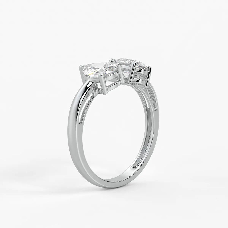 Evara Duo Sparkle Pear & Oval Diamond Open Ring
