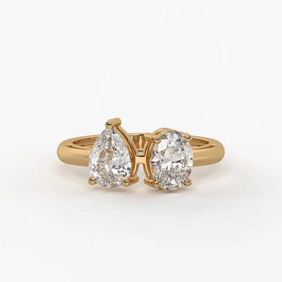 Evara Duo Sparkle Pear & Oval Diamond Open Ring