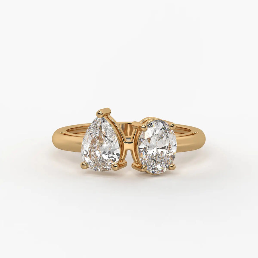 Evara Duo Sparkle Pear & Oval Diamond Open Ring