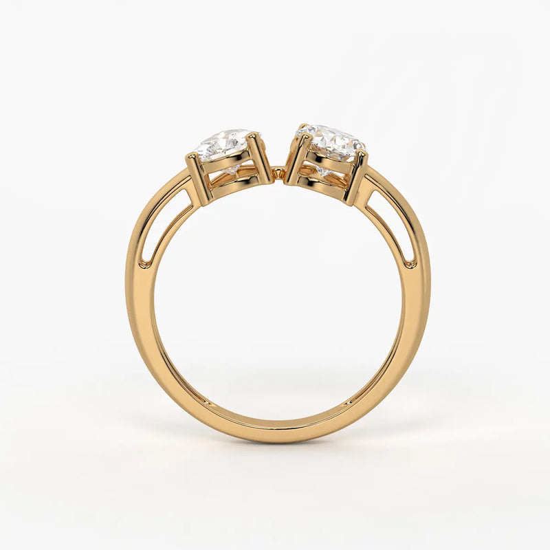 Evara Duo Sparkle Pear & Oval Diamond Open Ring