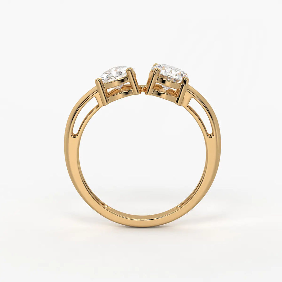 Evara Duo Sparkle Pear & Oval Diamond Open Ring