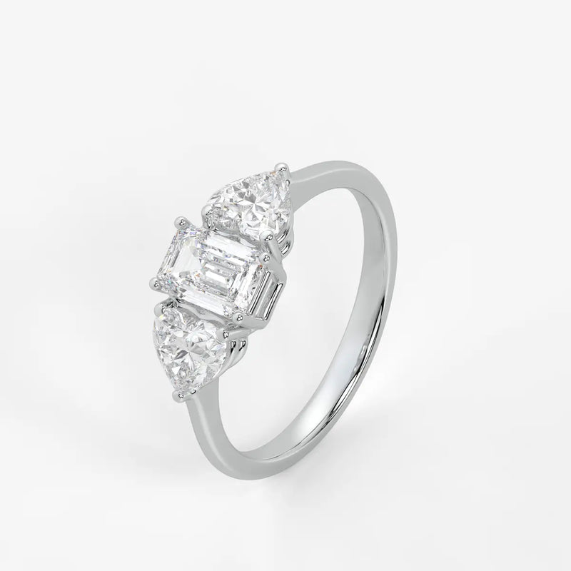 Celestra Emerald Heart Trilogy Diamond Ring