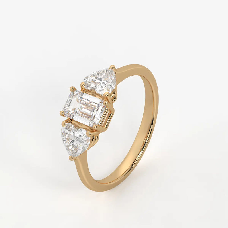 Celestra Emerald Heart Trilogy Diamond Ring