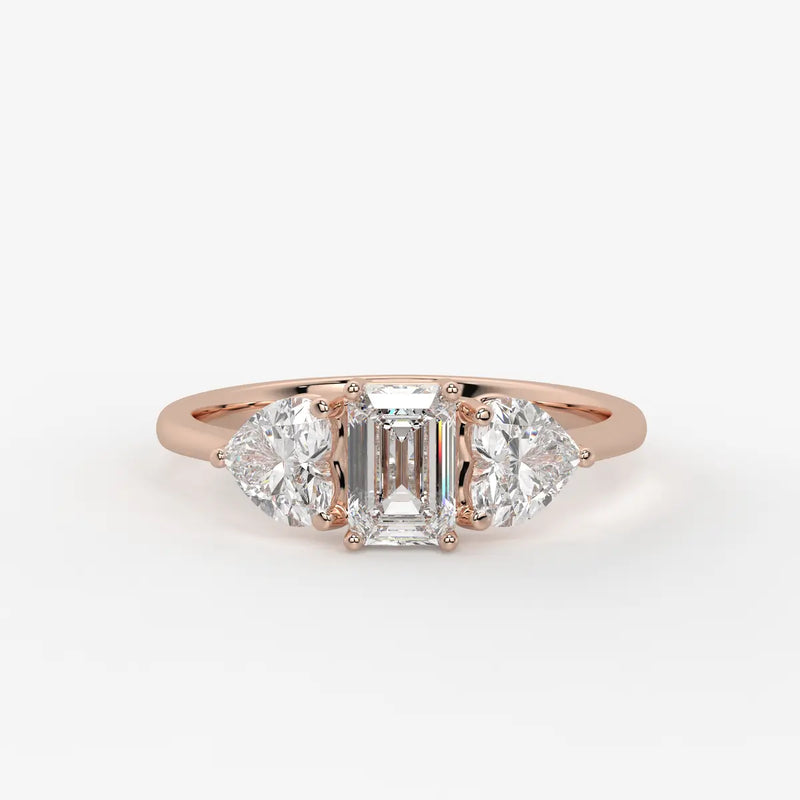 Celestra Emerald Heart Trilogy Diamond Ring