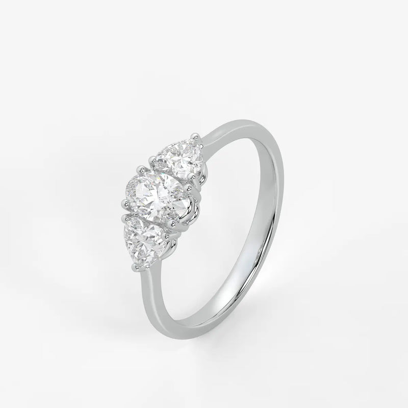 Ovelisse Oval Heart Trilogy Diamond Ring