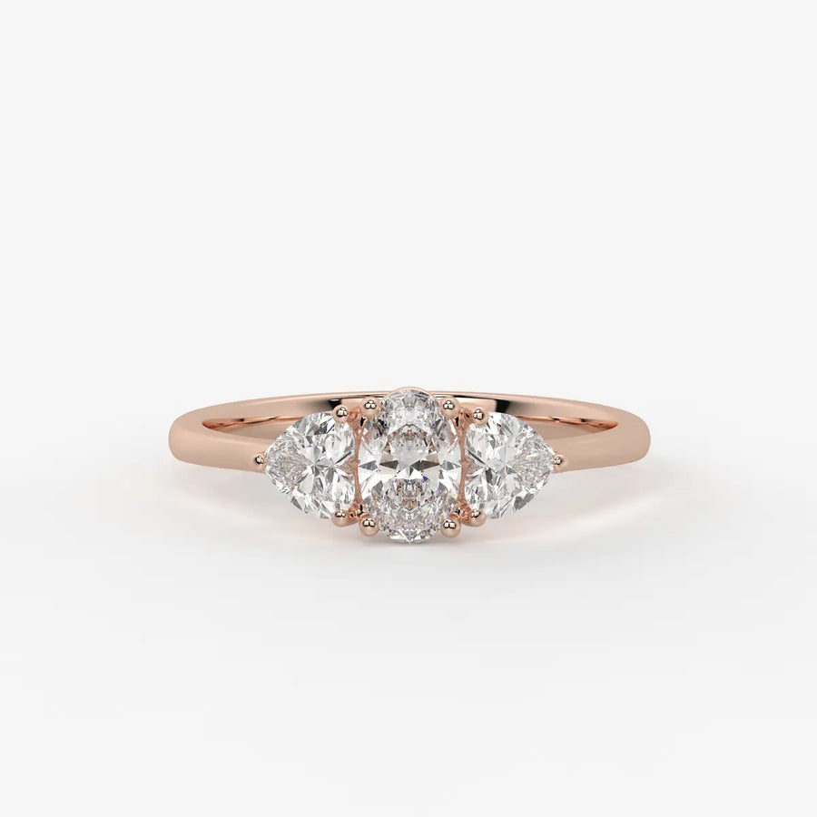 Ovelisse Oval Heart Trilogy Diamond Ring