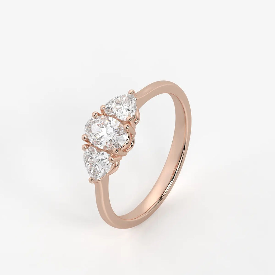 Ovelisse Oval Heart Trilogy Diamond Ring
