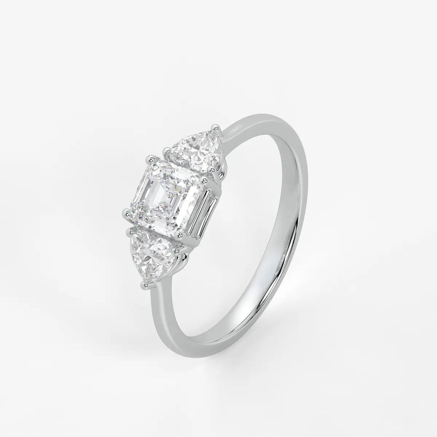 Asterelle Asscher Heart Trilogy Diamond Ring