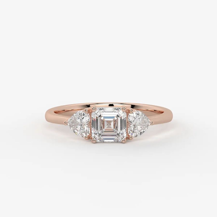 Asterelle Asscher Heart Trilogy Diamond Ring