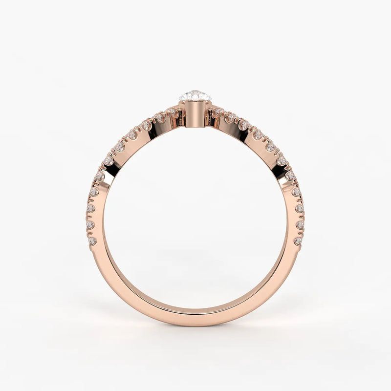 Pear Chevron Studded Ring