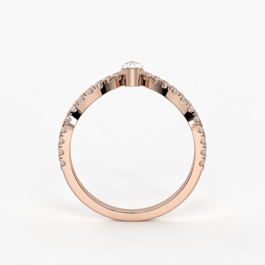 Pear Chevron Studded Ring