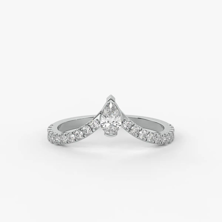 Pear Chevron Studded Ring