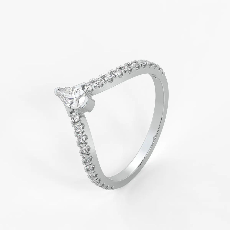 Pear Chevron Studded Ring