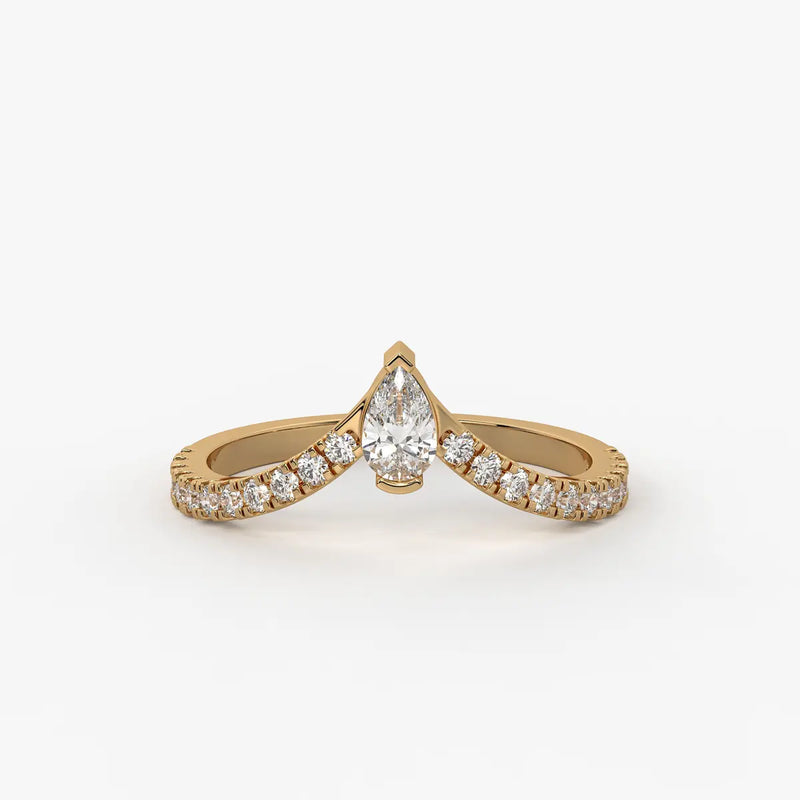 Pear Chevron Studded Ring