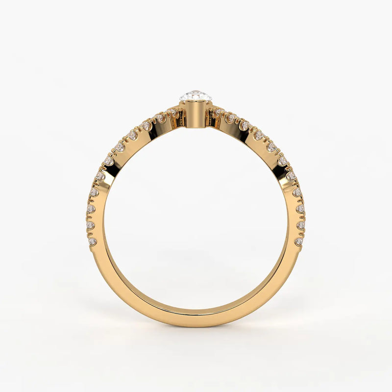 Pear Chevron Studded Ring