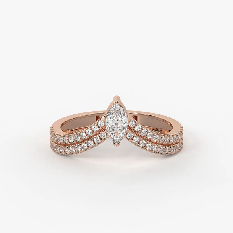 Valerique Marquise Split Shank Diamond Ring