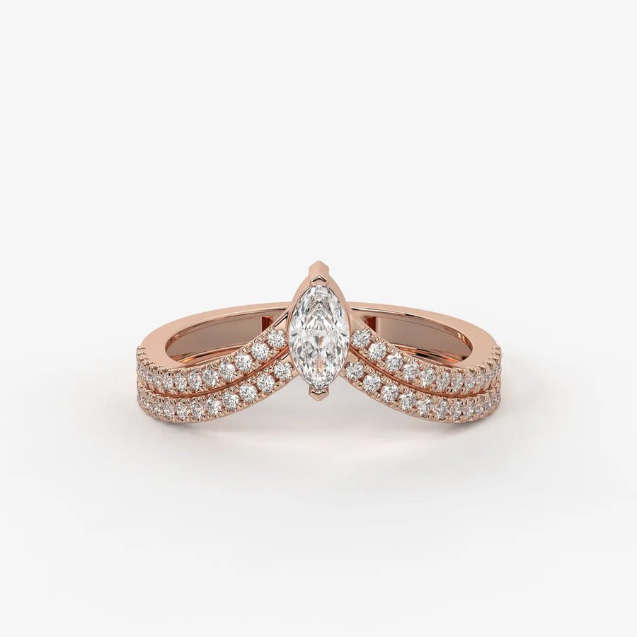 Valerique Marquise Split Shank Diamond Ring