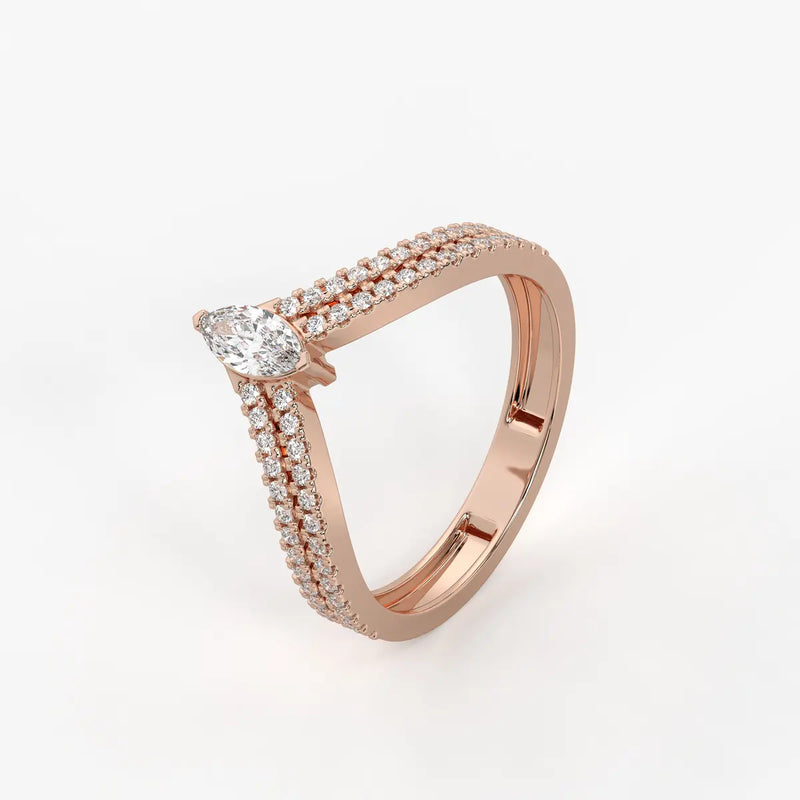 Valerique Marquise Split Shank Diamond Ring