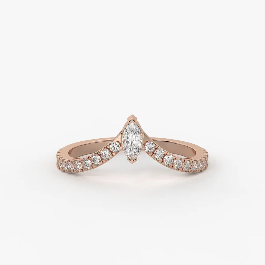 Marquise Chevron Studded Ring