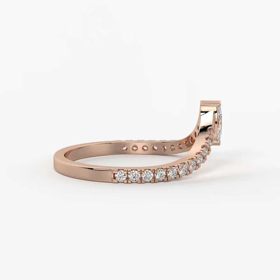 Marquise Chevron Studded Ring