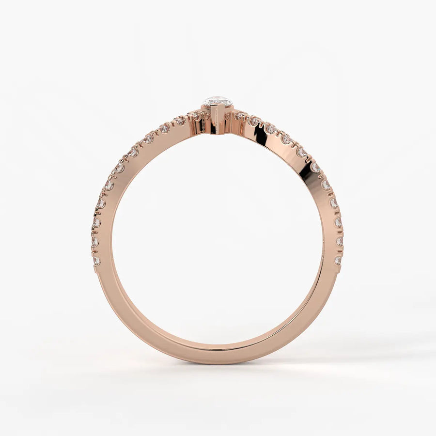 Marquise Chevron Studded Ring