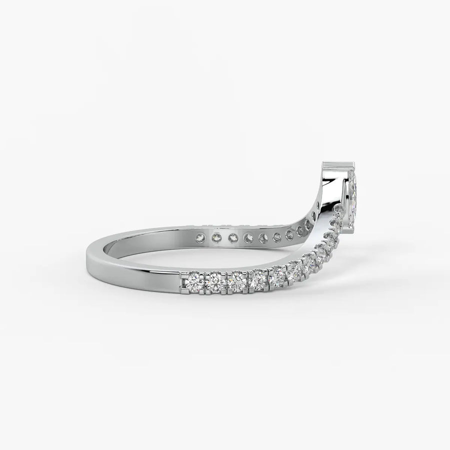 Marquise Chevron Studded Ring