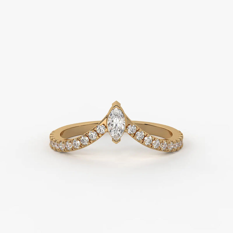 Marquise Chevron Studded Ring